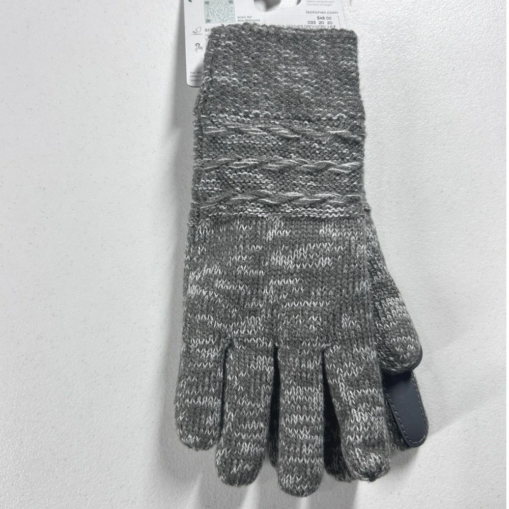 Isotoner Women's‎ 1SZ SmartDri EcoComfort Heather Grey Ivory Gloves NEW